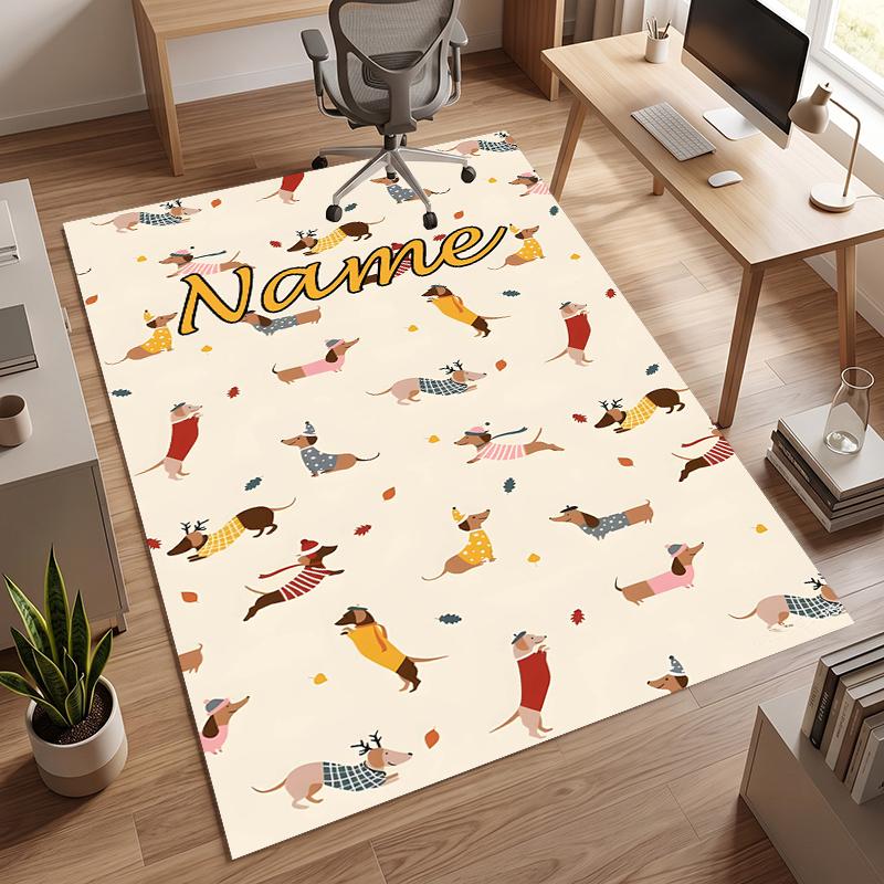 Cute PUPPY (19) Personalized name Office Carpet Stylish Decor for Living Room Bedroom Kitchen