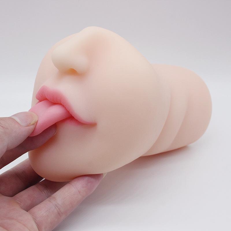 Realistic Human Face Cup - Deep Throat Oral Stimulation Device for Men - Solid Inverted Model Masturbator - Adult Erotic Pleasure Product