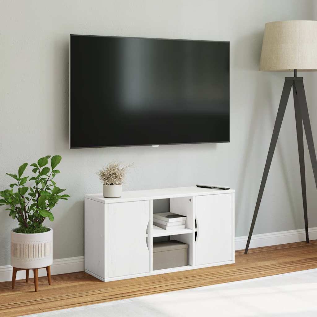 ODDA White TV Stand 79 x 24 x 40 cm Solid Pine Wood