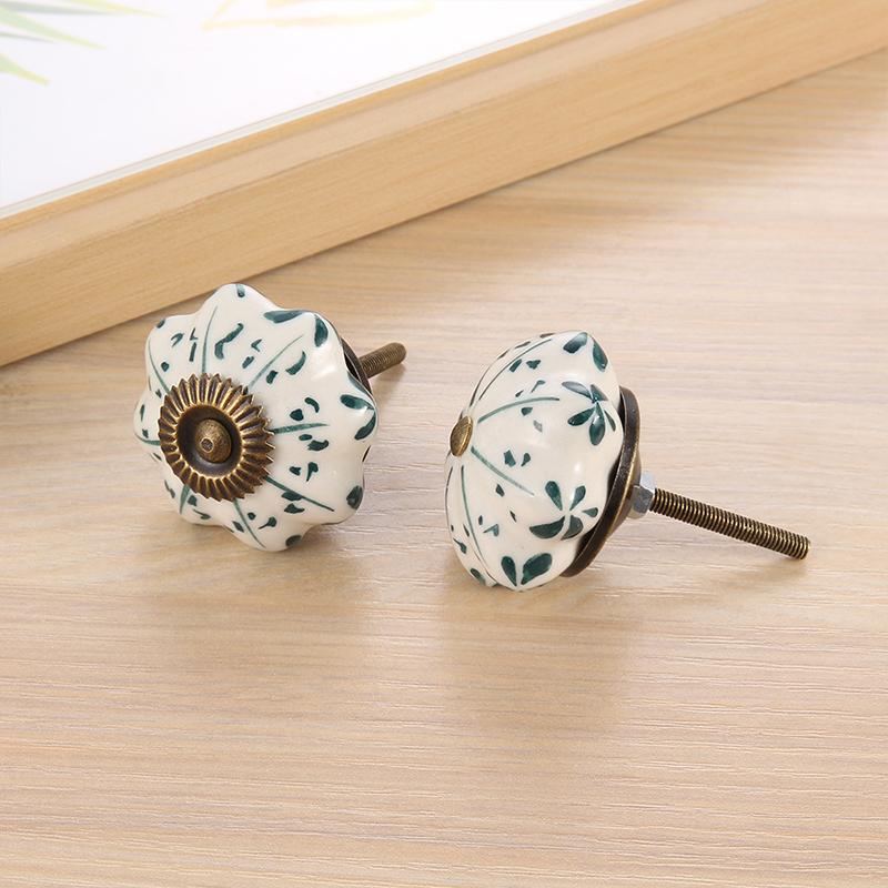 2pc Tea pot cupboard door antique classical ceramic handle European printing handle