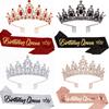 Baroque Rhinestones Birthday Queen Sash Ribbon Crown Tiara Headbands Sash with Pin Happy Birthday Party For Women And Girl 5