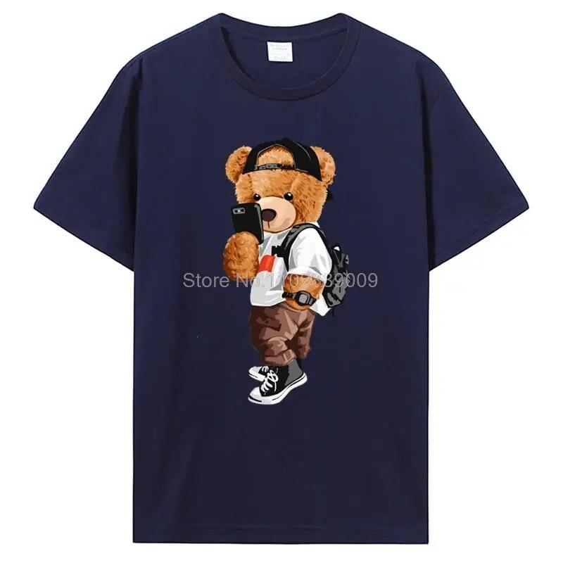 Herrmode Teddybjörn T-shirt Ren bomull Toppar T-shirt Roliga unisex-tröjor Sommar Oversized kvinnlig T-shirt Harajuku Streetwear