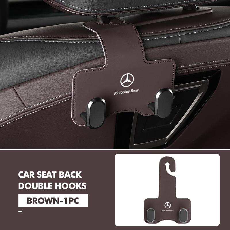 D6Car Rear Seat Double Head Storage Hook Headrest Hanger Clip For Mercedes Benz AMG A C E S G Class W201 W210 W108 W204 W205 W203