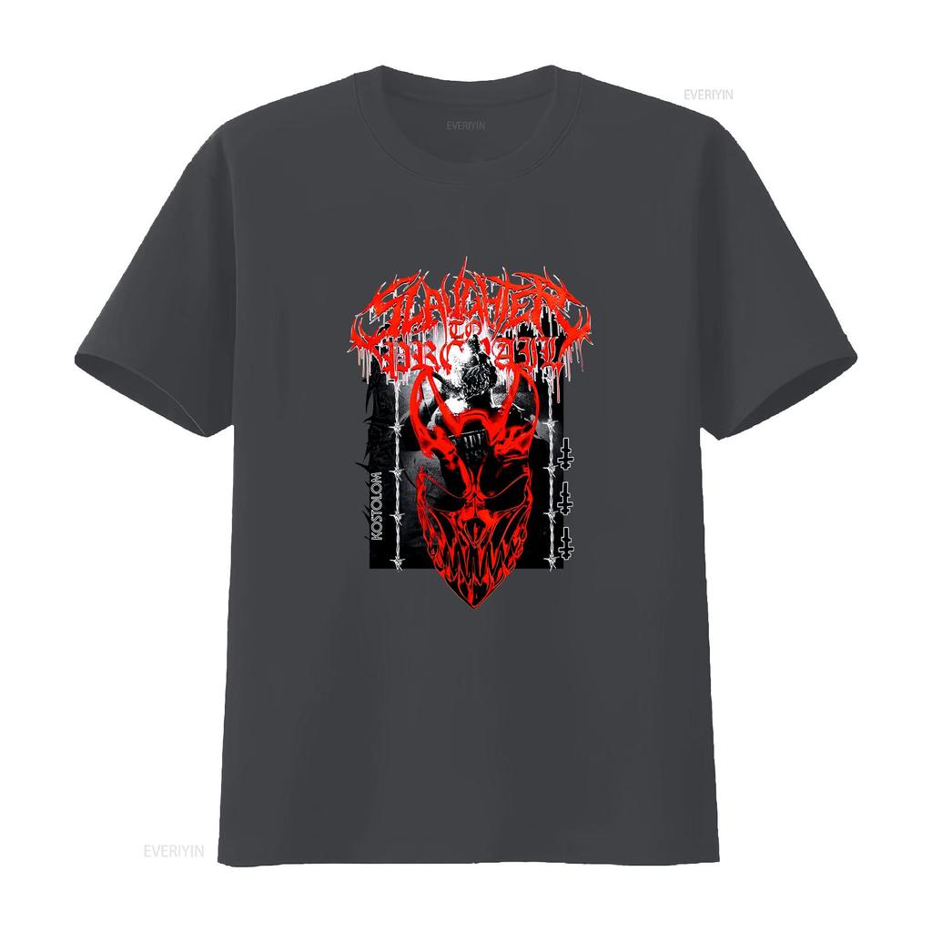 Slaughter To Prevail Demolisher Mask Shirt Heavyweight Black Tee Shortsleeve Vintage Washed Fashion Unisex Homme Slightly
