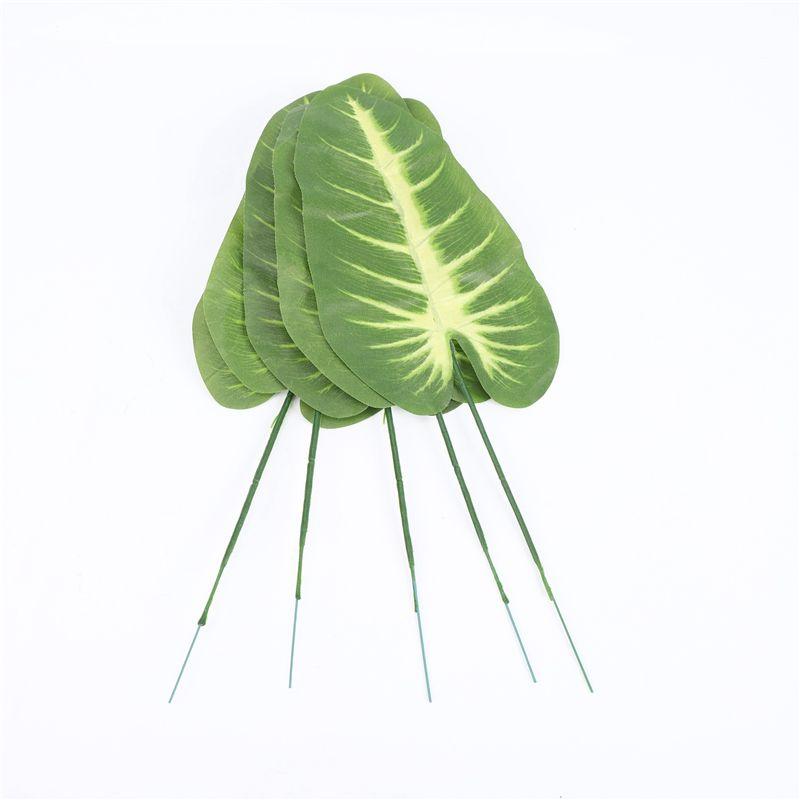 A84E-340 Pieces 8 Kinds Tropical Party Decorations Jungle Monstera Leaves , Artificial Palm Leaves With Faux Stem