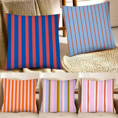 Farbige Linien Kissenbezug Mode Quadratischer Kissenbezug Schlafzimmer Sofa Zimmer Ins Dekoration Freizeit