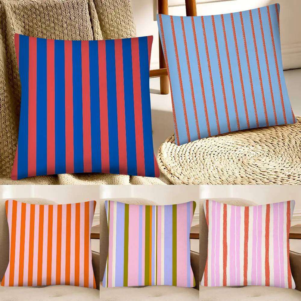 Farbige Linien Kissenbezug Mode Quadratischer Kissenbezug Schlafzimmer Sofa Zimmer Ins Dekoration Freizeit