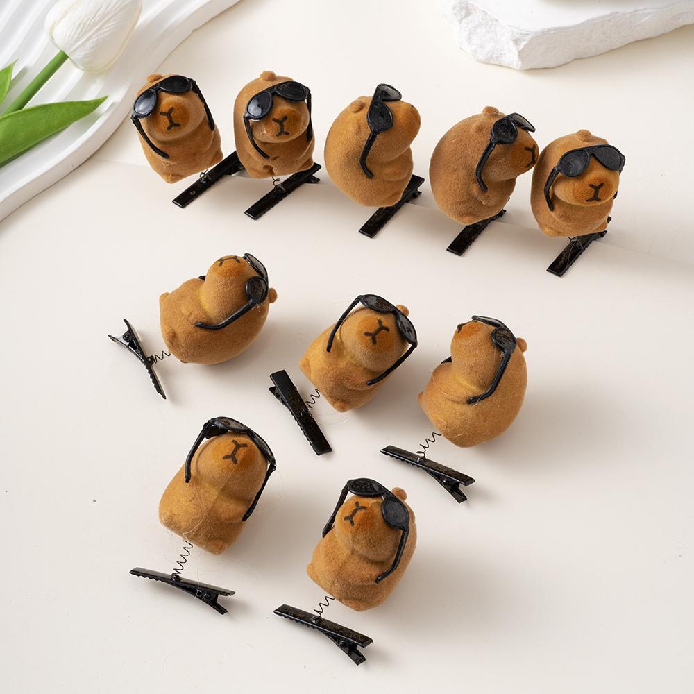 10 Stück Set Cartoon Süße Kapibara Haarspangen Greifspangen Plüsch-Haarspangen Niedliche Kapibara Haar-Accessoires Kopfschmuck Geschenke