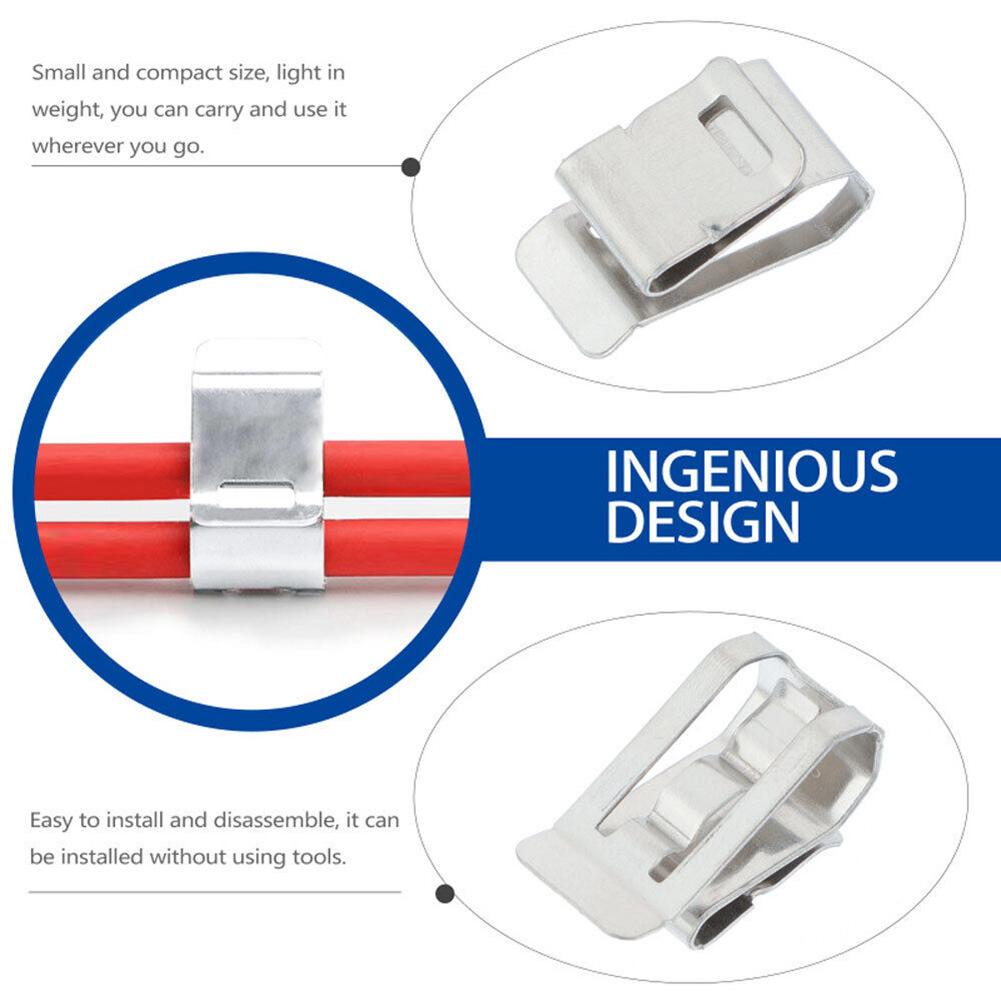 10/30/100Pcs Solar Panel Cable Clips Stainless Steel PV Wire Clip Fixing Clampsfor Home Photovoltaic Modules Cable Organizer