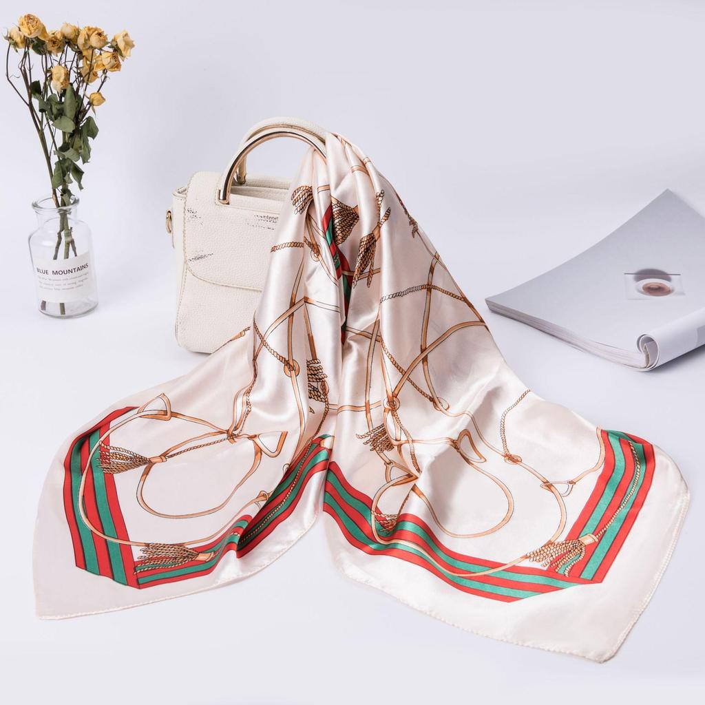 Simulation Silk 90cm Large Square Scarf Silk Scarf Female New 2026 Spring and Fall Models of Foreign Fashion Shirt Large Square Scarf Mother Scarf