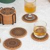 8Pcs Cork Coasters with Rack Round Retro Coasters Absorbent Heat-Resistant Table Mats Insulated Dining Placemats for Table Protection