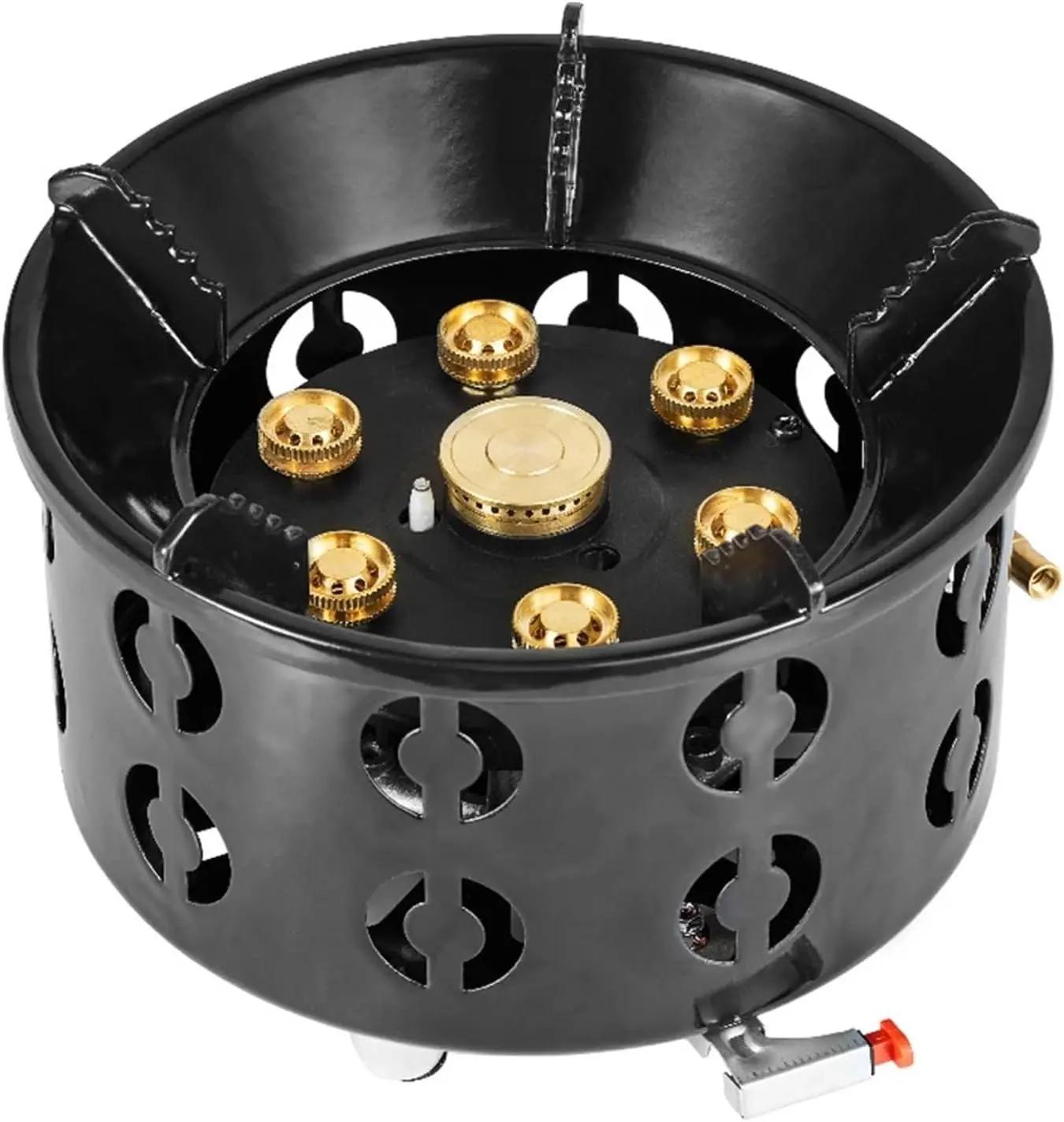 

19800 Вт 7-ядерная мощная горелка для кемпинга, портативная горелка для кемпинга, газовая горелка, ветрозащитная горелка для кемпинга чёрный