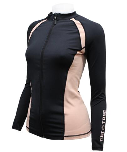 Tyubeuteuli Women'S Color Block Zip-Up Rash Guard Top B516 Salmon Pink
