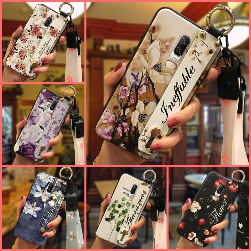 Fashion Design Dirt-resistant Phone Case For OnePlus 6/1+6 Kickstand Protective Silicone Anti-dust Ring Durable Flower