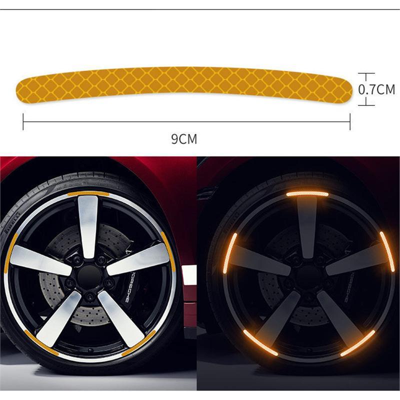 Self-adhesive Car Tire Reflective Stripes 20PCS Waterproof Night Warning Stickers for Wheel Hub Safety Driving