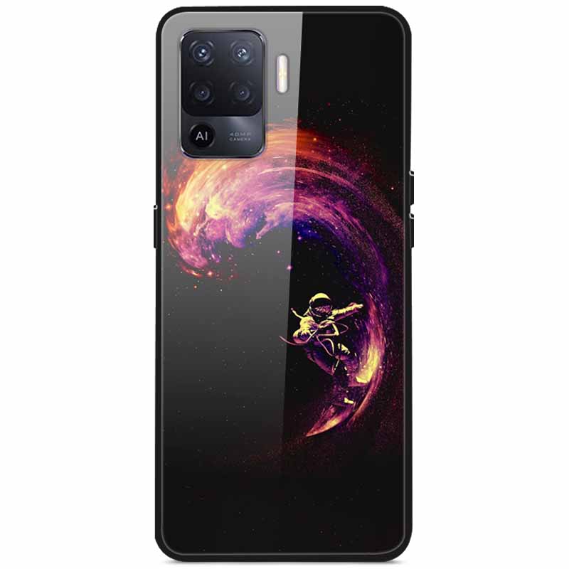 Tempered Glass Case For Oppo Reno5 Lite Hard Back Cover for Oppo Reno 5 Lite Luxury Painted Reno5Lite Funda 6.43'' Shockproof