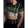 Simple Striped 3D Printed Men's Round Neck Short Sleeve Outdoor Casual Breathable Sweat Absorbent Men's Top Fashion And Fashion