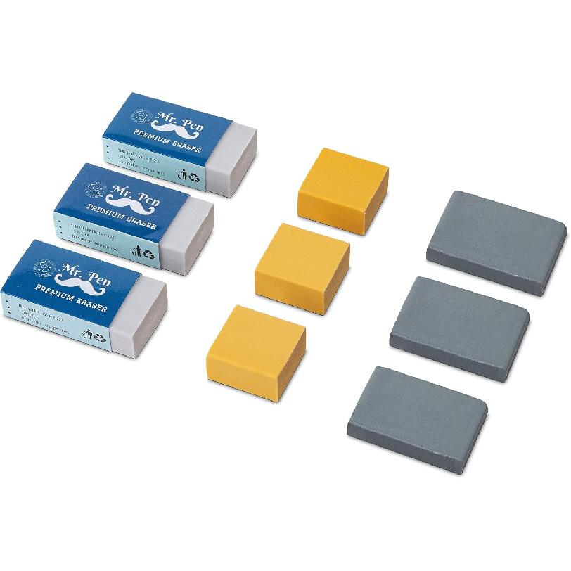Mr. Pen Eraser Set with Kneaded Erasers, Gum Erasers and Pencil Erasers, Pack of 9