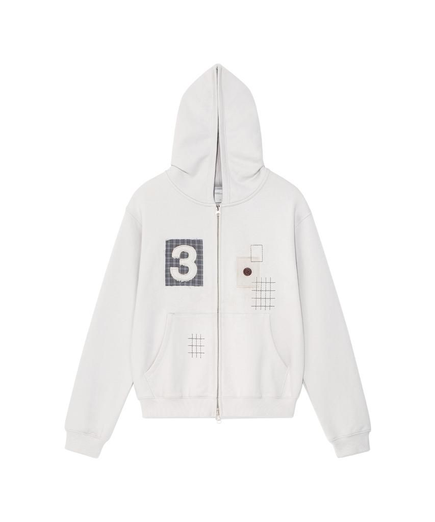 The Coldest Moment Tcm 3 Stitch Hooded Zip-Up (Grey Beige)