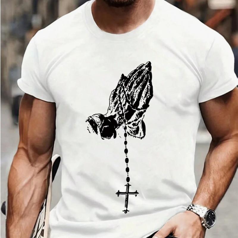 Nouveau t-shirt d'été tendance pour homme avec imprimé « Jésus bénisse »