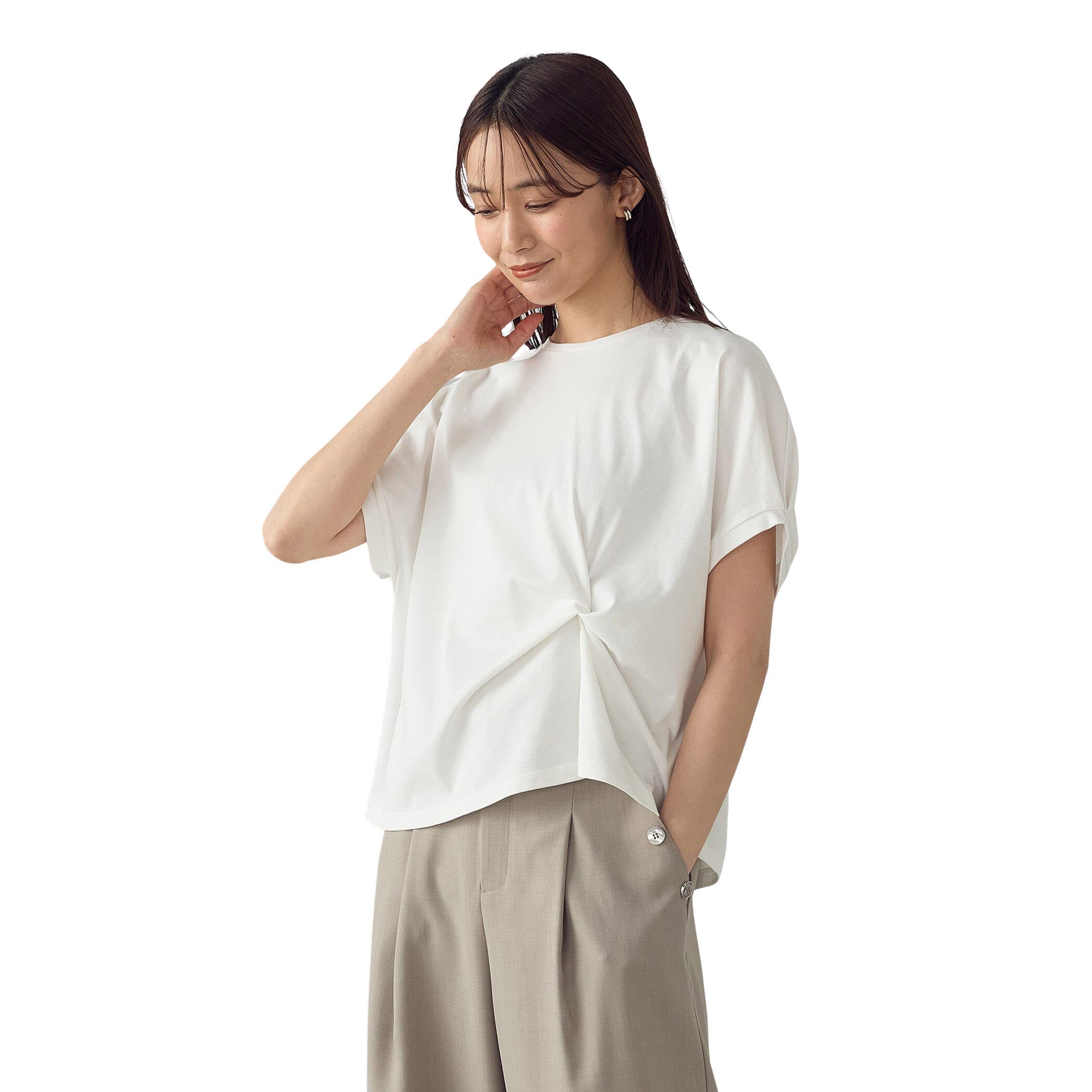 

Comme Ca Ism Футболка с закруткой и драпировкой, размер M, белая, 12-68CK20-205 белый