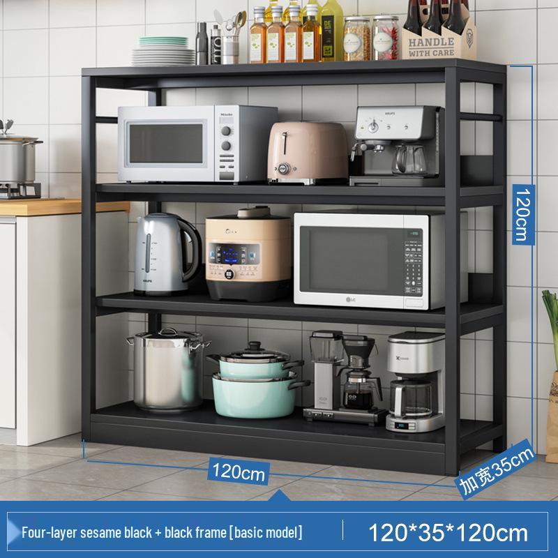 Floor-Standing Multifunctional Kitchen Rack for Microwave and Dishes Storage