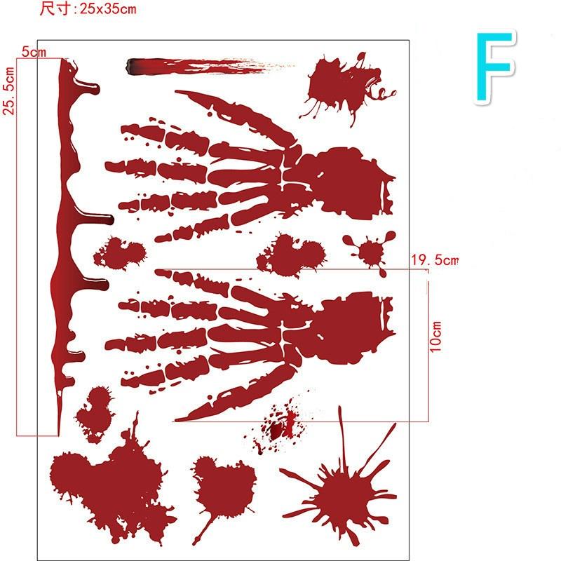 Halloween Decorations Blood Prints Wall Stickers Blood Footprints Ghost Axe Props Easter Stickers Window Stickers