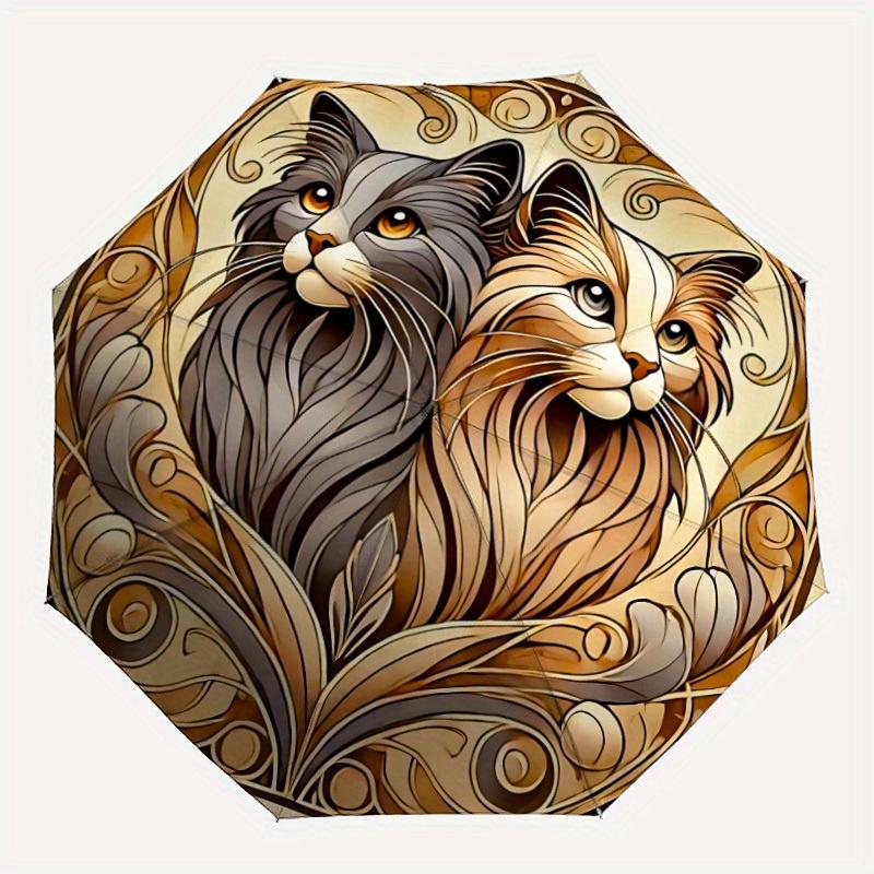 

1pc Cats Whiskers Automatic Open/Close Umbrella with Windproof, Functional Design, 8-Rib Sturdy Canopy