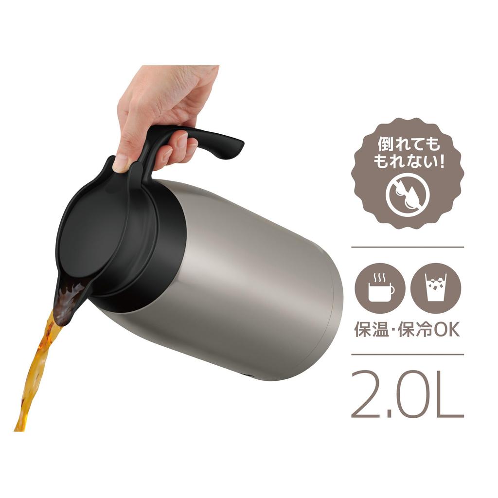 Thermos Stainless Steel Pot, 2L, with Stainless Steel Mat, Thermos Flask Design, Keeps Food Hot or Cold, TTB-2001 SMT
