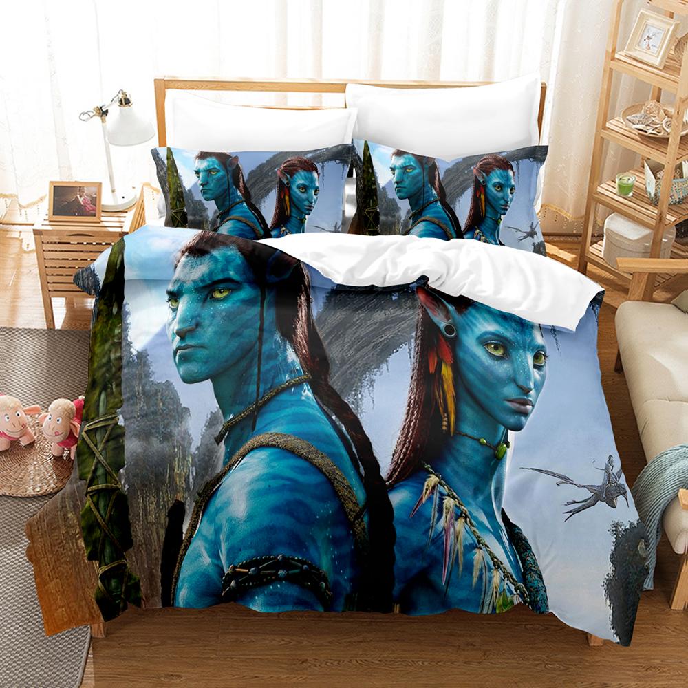 Cartoon-Avatar-Print Bettwäsche-Set 2D-Druck Bettbezug Kissenbezug Queen King Bettdeckenbezug