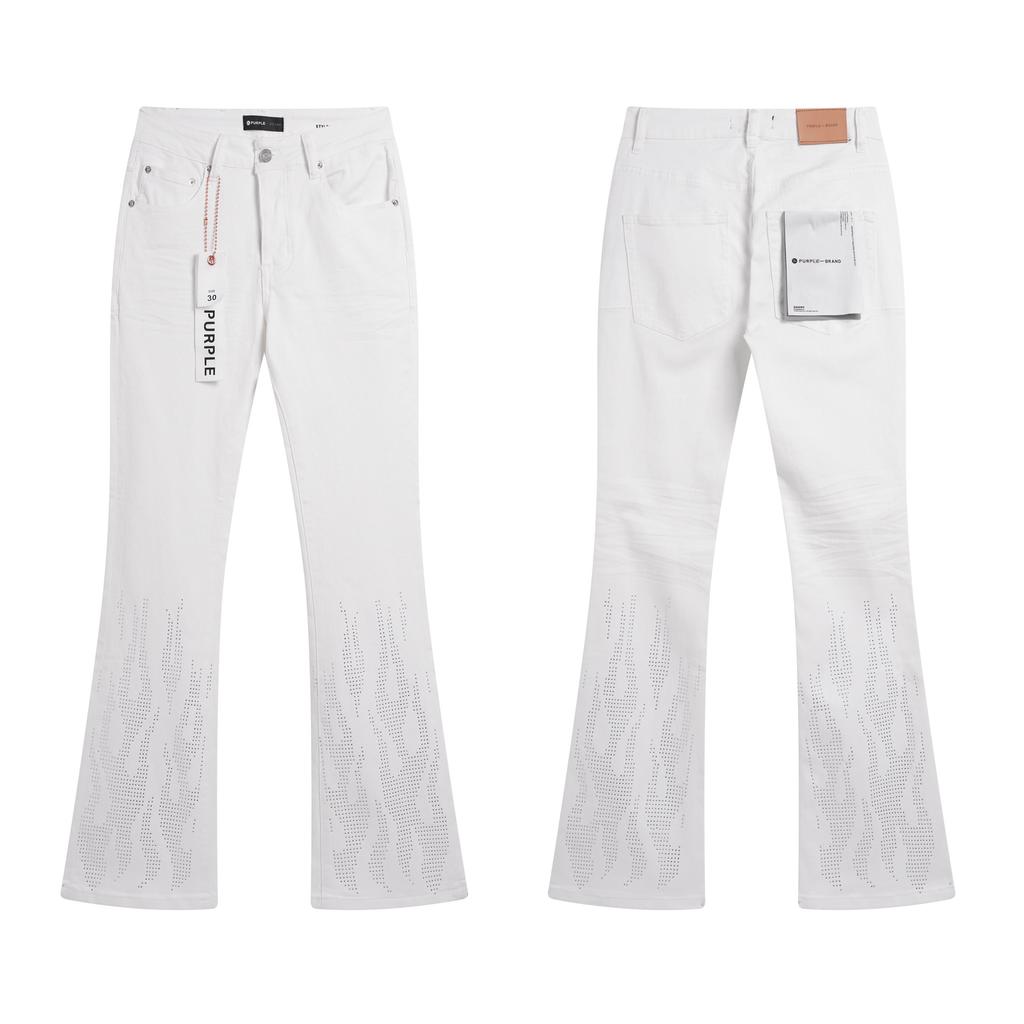 Purple Brand Ink Printing Meichao High Street Retro Ripped Casual Trend Denim Horn Pants Small Feet