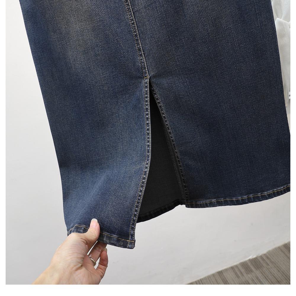 Dimanaf 2025 Plus Size New Spring Denim Skirts Women A-Line Fashion Loose Blue Skirt High Waist Vintage 5XL
