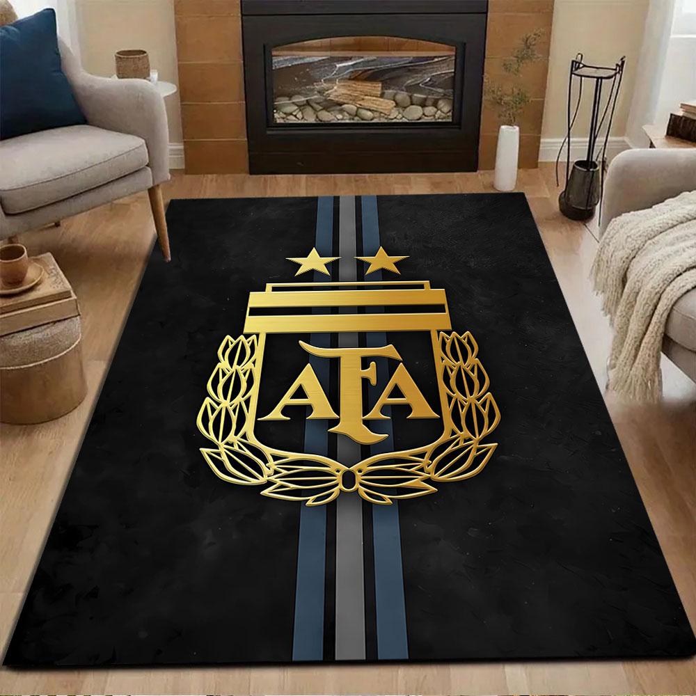 Golden AFA Emblem on Black Background Patterned carpet, non slip mat suitable for living room and bedroom sofas