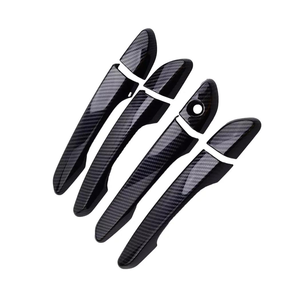 For Hyundai Tucson 2015 2016 2017 2018   Car Carbon Fiber Style Exterior Door Handle Moulding Cover Trim Decor ABS Auto