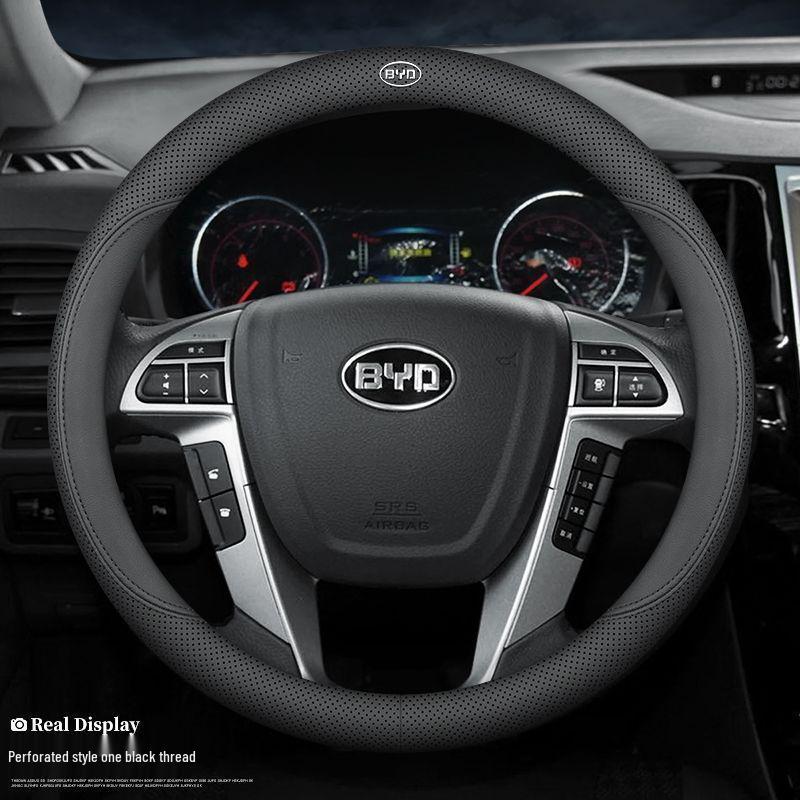 BYD Song Pro Genuine Leather Steering Wheel Cover for All Seasons - Ultra-Thin for Han, Tang, Qin, Song MAX, Yuan & E2F3 Models