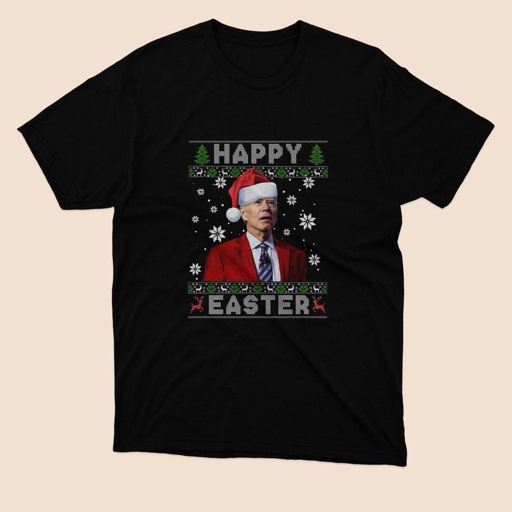 NWT Santa Joe Biden Happy Easter Ugly Christmas T-shirt Black L