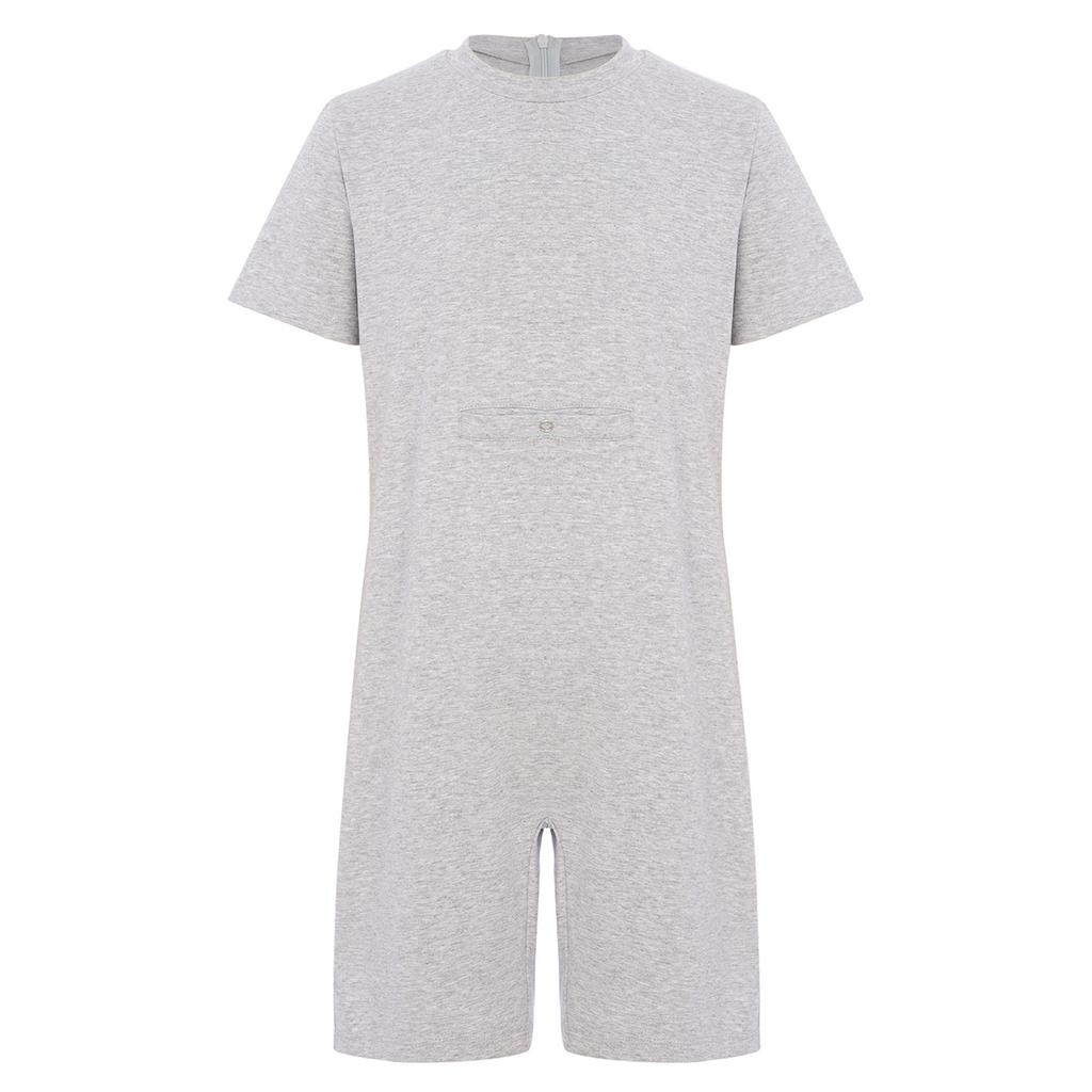 Unisex Odzież dla Dzieci ze Specjalnymi Potrzebami Okrągły Dekolt Krótki Rękaw Niewidoczny Zamek z Tyłu Jednolity Kolor Kombinezon Adaptacyjny