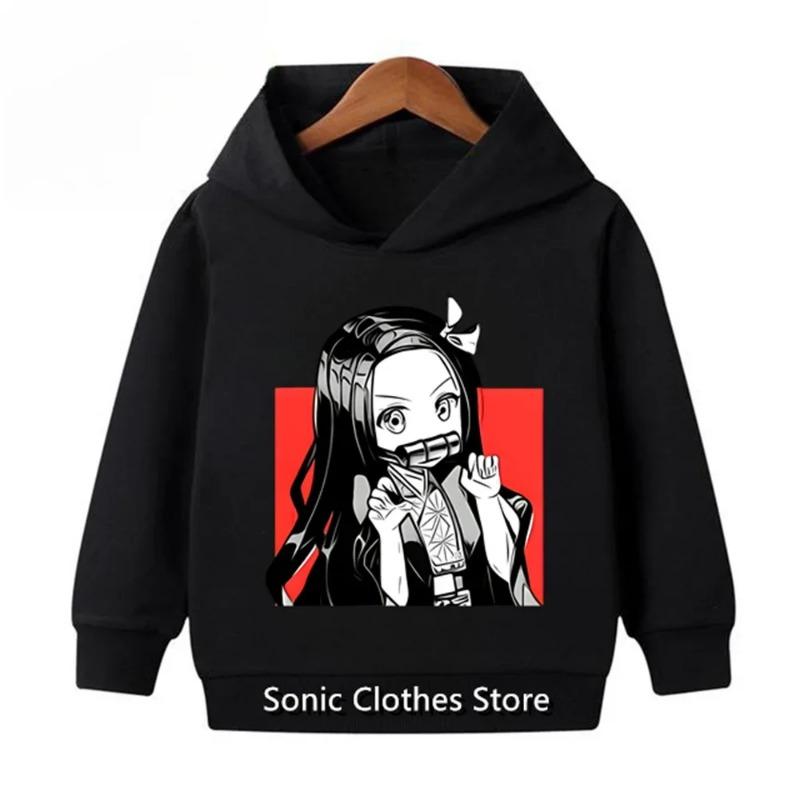 Anime Demon Slayer Hanorace pentru Copii Casual Fete Băieți 3-12 Ani Copii Palton Negru Primăvară Toamnă Modă Hanorace Costum