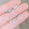 Shiny Crystal Wing Earrings for Women Girls Sliver Ear Bone Nails Hollow Wing Geometric Rhinestone Stud Earrings Jewelry Gifts