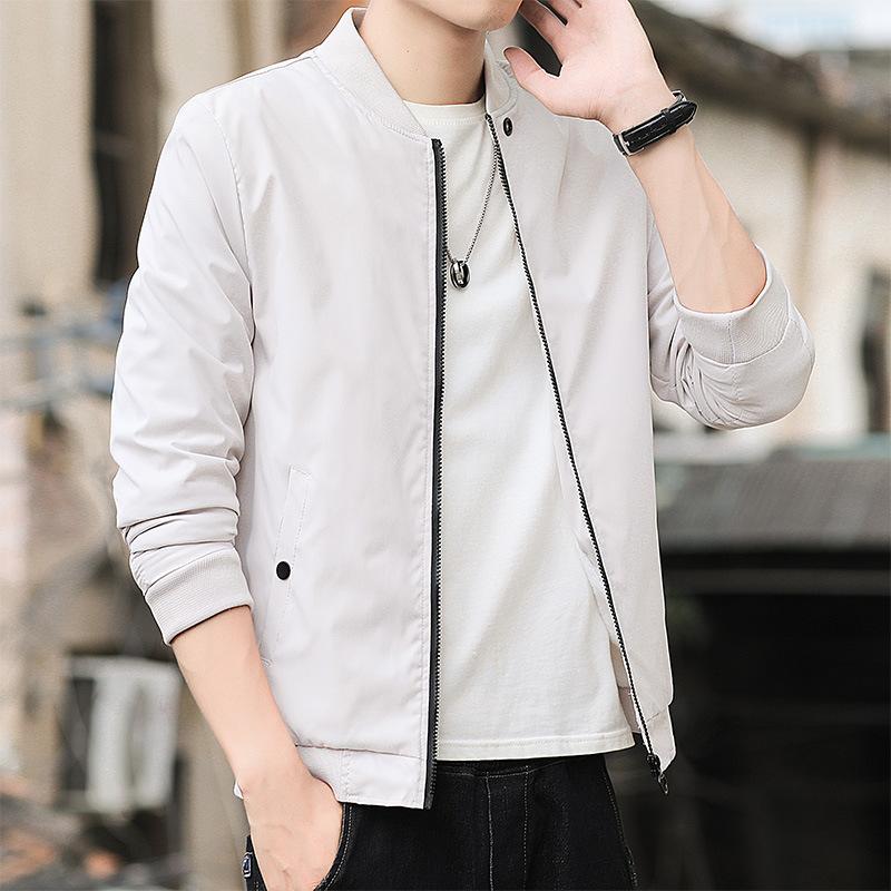 Spring and Autumn New Jacket Men's Solid Color Stand Collar Korean Version of Casual Loose Jacket Men's Jacket Trend