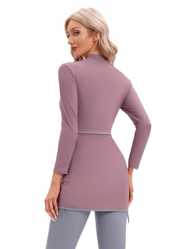 2022 Konservativer muslimischer Badeanzug für Damen mit Reißverschluss und Brustpolster