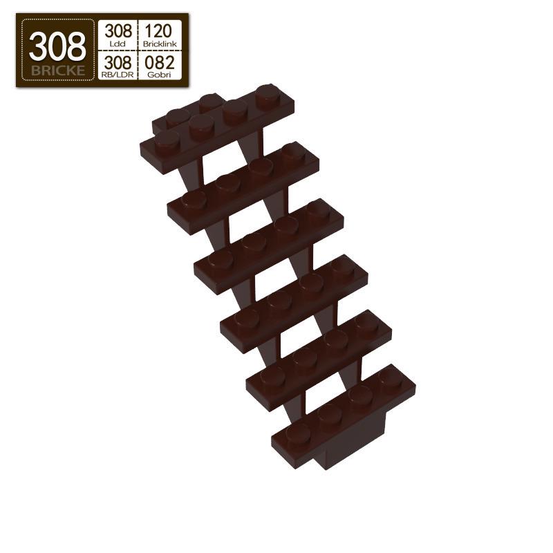 BRICKE 30134 Building Blocks 7x4x6 Stair Steps - LEGO Compatible MOC Accessories Piece темно-коричневого