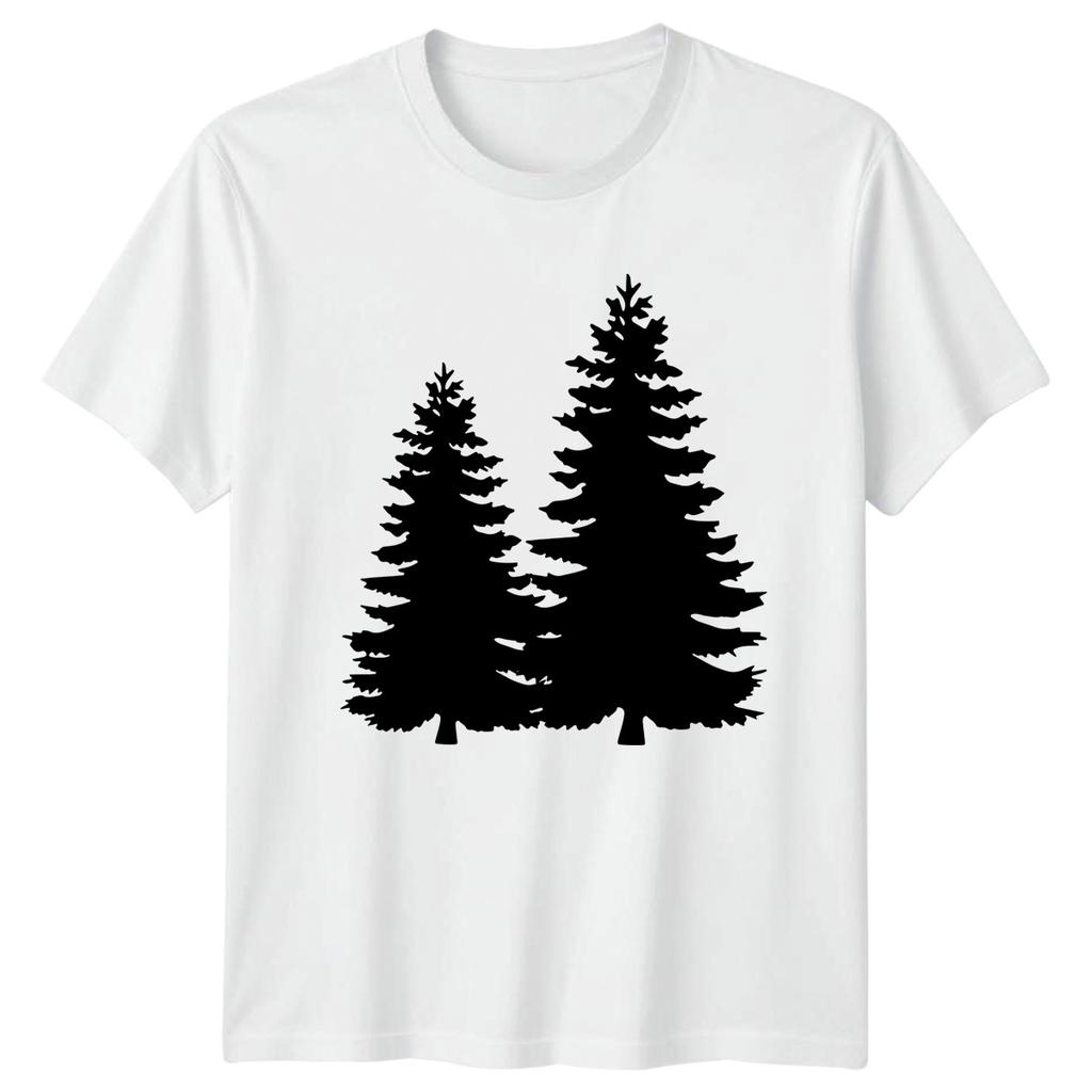 Pine Tree Forest Silhouette Nature T-Shirt Hiking Camping Outdoors