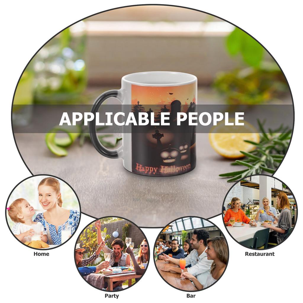 Halloween Theme Heat Sensitive Color Changing Mug Ceramic Coffee Tea Cup Home Bakery Shop Gift Halloween Theme Cup