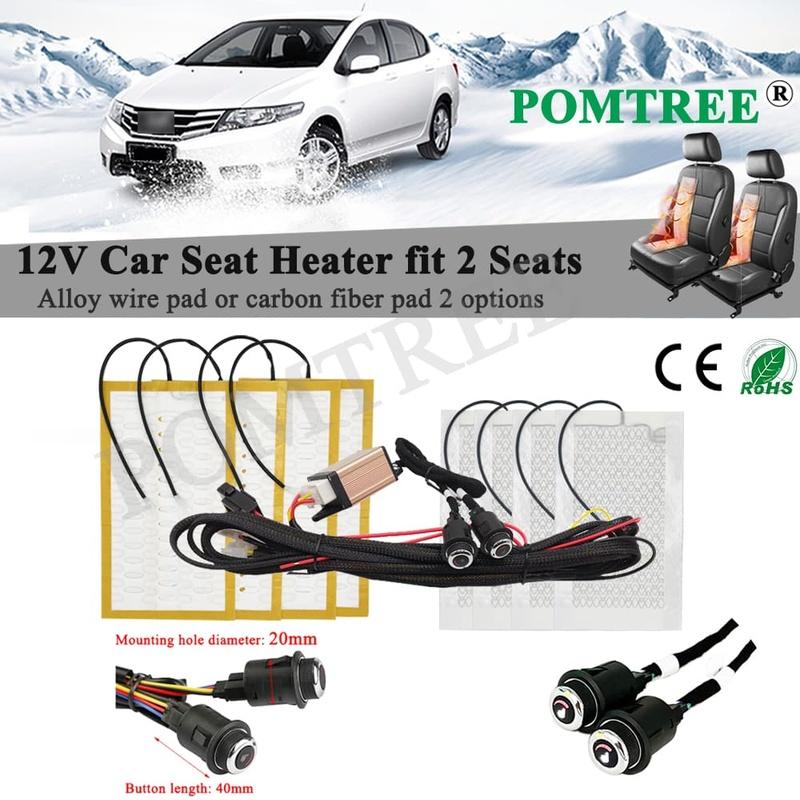 Kit Chauffant de Siège de Voiture Universel 12V Intégré Adapté pour 2 Sièges 48x27cm Coussin Chauffant en Fil d'Alliage Système de Commutateur à 6 Niveaux Accessoires Auto