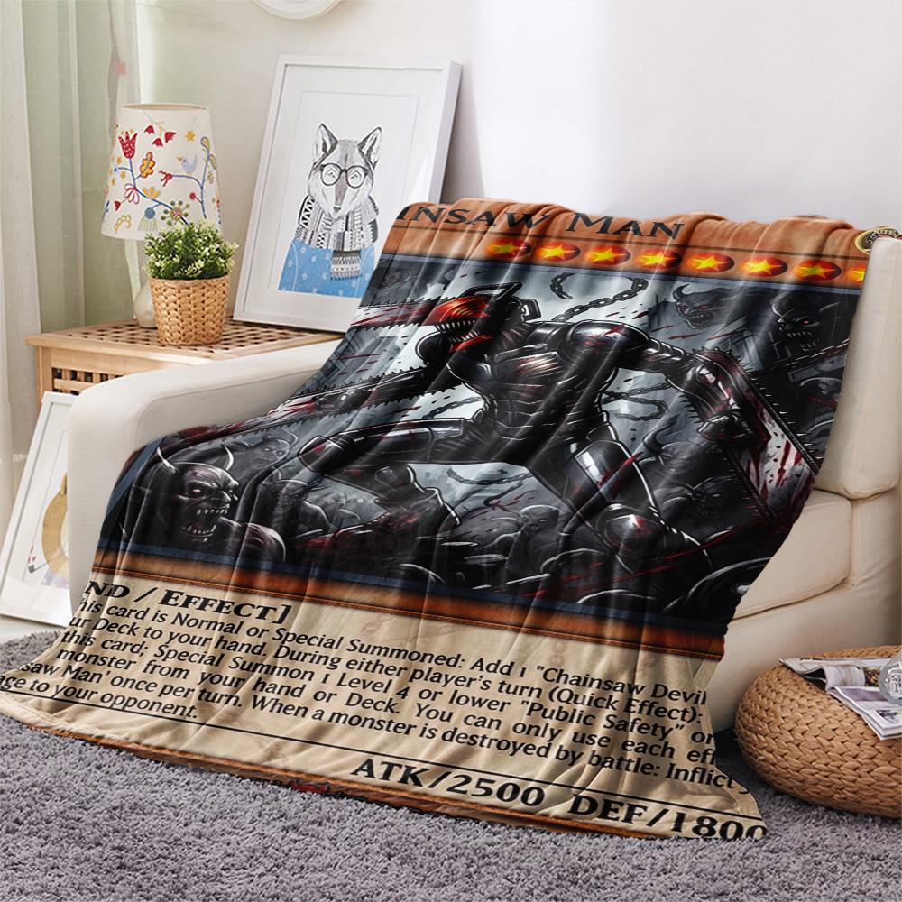 1 Stück Chainsaw Man Gemustert Flanelldecke Geeignet für Alle Jahreszeiten Für Heimdekoration Wärme Und Komfort Geschenke Feiertagsgeschenk