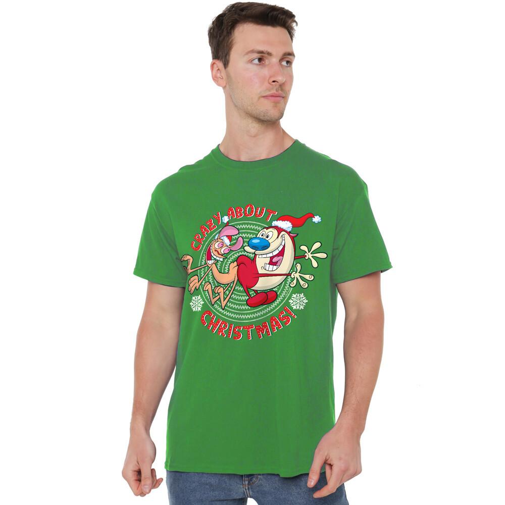 Ren Stimpy Crazy About Christmas T-Shirt S-2XL Kelly Green XXXL