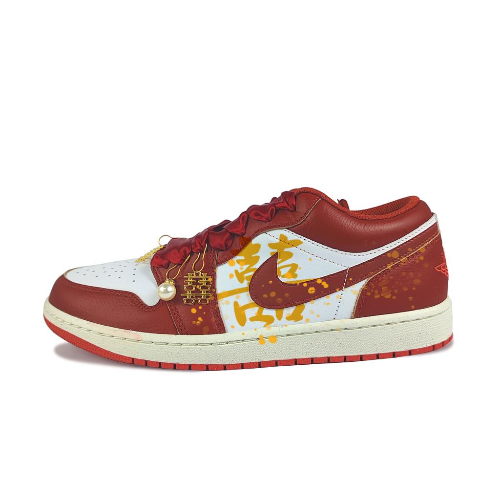 Jordan Air Jordan 1 Abrasion Resistant Low top Vintage Basketball Shoes Men's Red White FJ3459-160(Team352-)