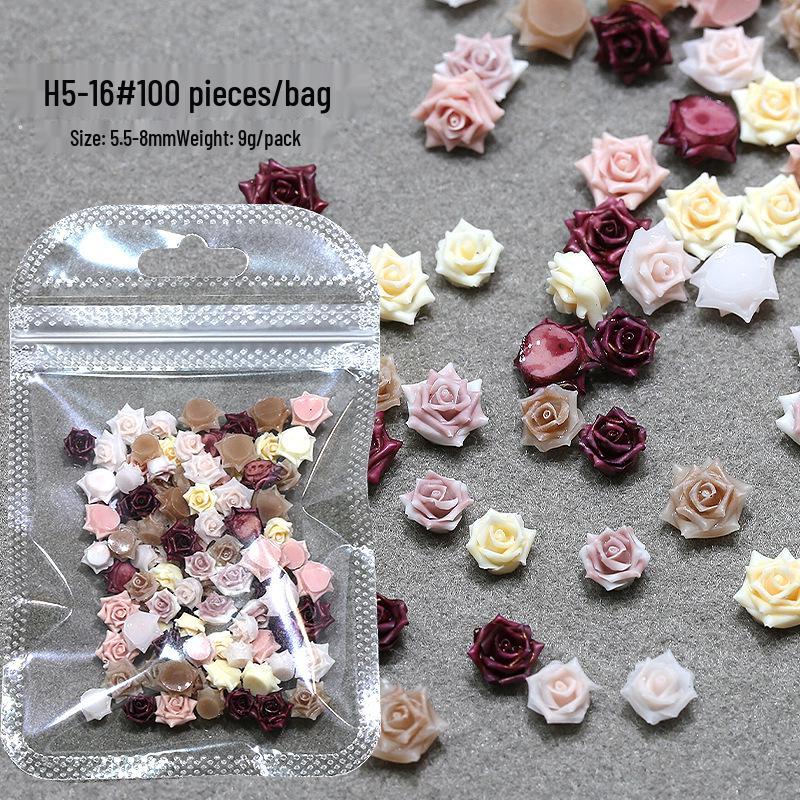 

Украшения для ногтей из смолы в смешанном стиле с розами и камелиями и стразами