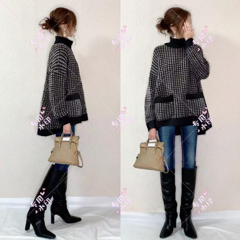 Fashionable Women's Loose Knit Plus Size Medium-Long Sweater, Tummy Covering, Thickened for Autumn and Winter.